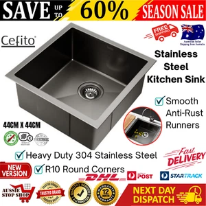 New Kitchen Laundry Stainless Steel Sink Single Under Top Mount Black Small Bar - Picture 1 of 12