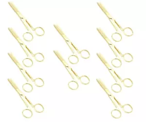 10 Operating Scissors 5.5"Straight Golden W/Clip Sharp/Blunt Surgical Instrument - Picture 1 of 4