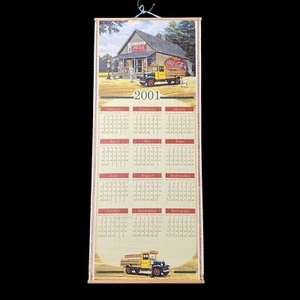 Coca-Cola doppelseitiger Bambus hängender Rollkalender Flugzeug LKW 2001/2002 - Bild 1 von 6