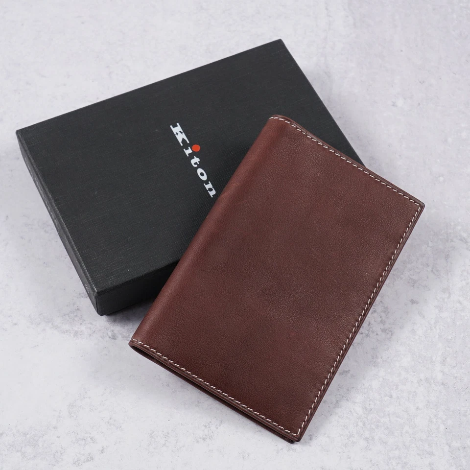 Kiton Mid Brown Soft Calf Leather Mini Travel Wallet with Address Book - Image 1 of 4