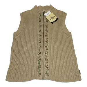 Neu mit Etikett Woolrich Pullover Weste Damen Gr. M khaki durchgehender Reißverschluss gerippt bestickt Raime - Bild 1 von 8