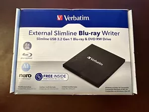 New VERBATIM External Slimline USB 3.2 Gen 1 Blu-Ray Writer - Black - SEALED - Picture 1 of 4