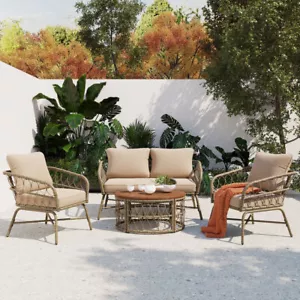 Bohemia-inspired 4-Person Seating Group with Cushions, Conversation Patio Set - Picture 1 of 18