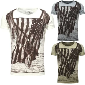 Key Largo Herren T-Shirt Racerblade USA Amarika Flagge Kette Printshirt Motiv - Bild 1 von 7