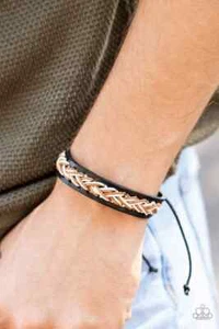 Paparazzi Bracelet - Urban Rambler- Brown- Braid- Pull String- Urban - Imagen 1 de 2