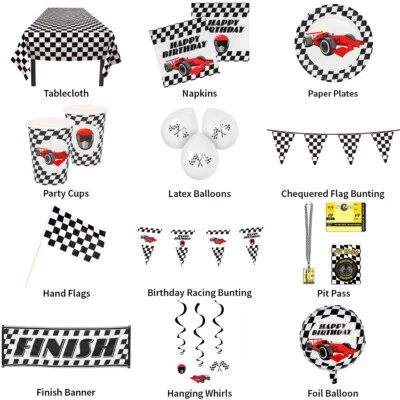 FORMULA RACING CAR "HAPPY BIRTHDAY" DECORATIONS - PARTYWARE COMPLETE SELECTION - Image 1 of 2