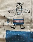NEW VINTAGE 100% WOVEN COTTON COW DOLL WEARING APRON PANEL FABRIC  36" x 44"