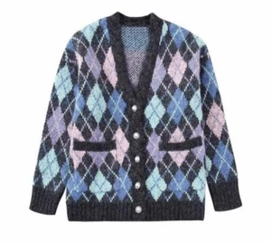 Cardigan nuovo con etichette ZARA misto lana finta perla maglia bottoni tasche 3920/119 MEDIA - Foto 1 di 13