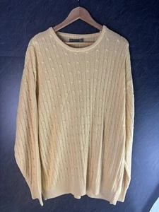 Samuel Windsor Jumper cable knit Cotton and Cashmere Blend XXl Yellow Quality - Picture 1 of 8