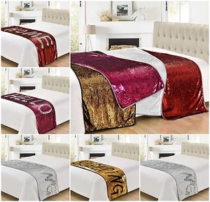 Glamorous Decorative Two Tone Mermaid Bed Throw Blanket 65x200cm Red Silver Pink - Picture 1 of 5