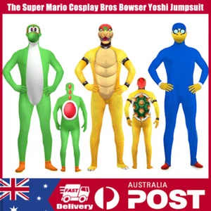 Bowser Kids Adult Costume Super Mario's Bros Jumpsuit Headpiece Nintendo Party - Picture 1 of 14