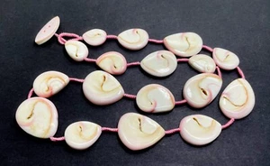 Pink White Queen Shell Pear Teardrop Beads Handmade 23" Necklace PG277A - Picture 1 of 4