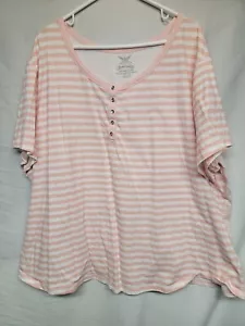 Faded Glory Pink and White Striped Blouse (Size 4X (26W-28W) - Picture 1 of 3