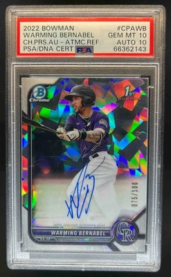2022 Bowman Warming Bernabel Chrome Prospect Auto Atomic Refractor #/100 PSA 10 - Image 1 of 2