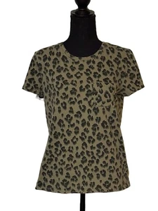 T-shirt donna Lucky Brand stampa leopardata piccola | maglietta casual 100% cotone - Foto 1 di 6