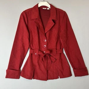 Cato Jacke Damen klein rot Knopfleiste Langarm Tiroler Taille Bindekragen - Bild 1 von 21