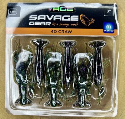 Savage Gear 4D Craw 3”, pesca de lubina, ¡directa de fábrica! ¡Envío gratis! Foto 1 de 4
