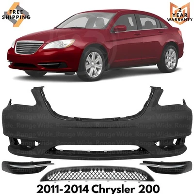 Front Bumper Cover Paintable & Lower Grille Kit For 2011-2014 Chrysler 200 Foto 1 de 4