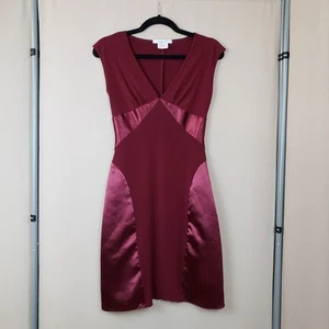 Vintage Y2K 90s Bodycon Dress Sz S V Neck Matte & Satin Vamp Goth Club USA - Picture 1 of 9