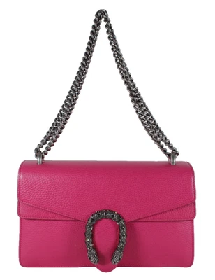 GUCCI Bolso de Hombro Pequeño DIONYSUS Correa de Cadena de Cuero Guijarro Rosa Fucsia Foto 1 de 4