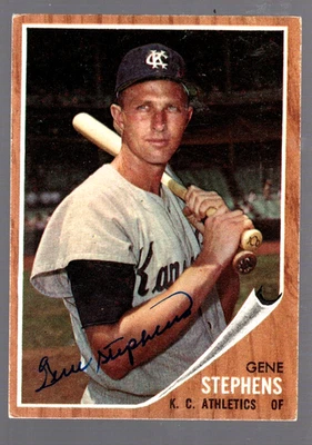 Gene Stephens 1962 Topps K.C. Athletics Autographed Signed Card EX COA - Image 1 of 3