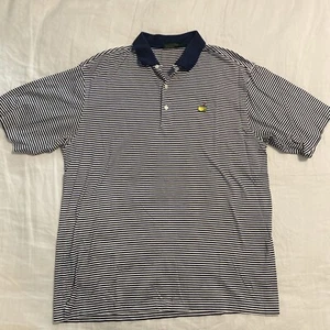 The Masters Tournament Golf Poloshirt Amen Corner blau gestreift Herren Large gebraucht, in einwandfreiem Zustand - Bild 1 von 7