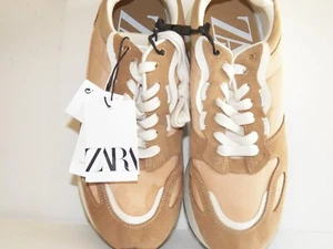 Zara Turnschuhe Tennisschuhe br/hellbraun mit Wildleder Gr. 9 / 40 Neu mit Etikett - Bild 1 von 3