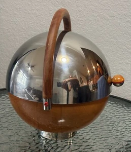 Cubo de hielo MCM Larry Laslo Futura para toalla Italia madera y cromo RETRO - Imagen 1 de 12