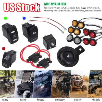 Kit de luces de señal de giro LED UTV ATV con interruptor de palanca de bocina para Polaris Can Am Honda Foto 1 de 4