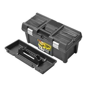 SEMIPROFI Large Plastic Black Toolbox Chest Professional Lid Storage Compartment - Picture 1 of 4