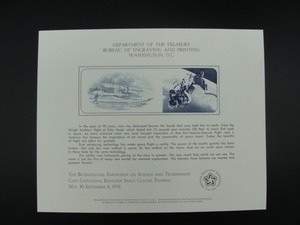 BEP Souvenir Card #B-36 1976 Kitty Hawk / spacewalk vignettes