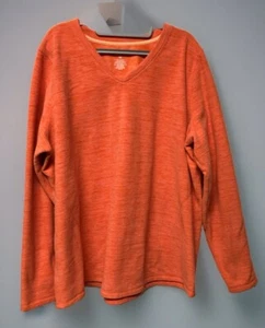 Tek Gear Womens Orange V-Neck Long Sleeve Fleece Pullover Plus Size 2X - Picture 1 of 3