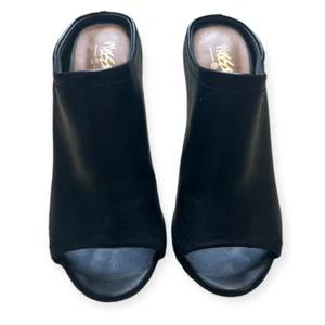 Mossimo Women's Black Vegan Leather Peep Toe Slide On Block Heel Pumps Size 6 - Picture 1 of 8