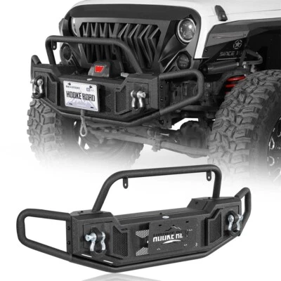 Fit 07-18 Jeep Wrangler JK/JKU Steel Front Winch Bumper Mid Width Tube Bull Bar - Image 1 of 4