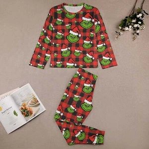 Conjunto de pijama de Navidad a cuadros Grinch unisex adulto S-5XL ropa de dormir de vacaciones - Imagen 1 de 5