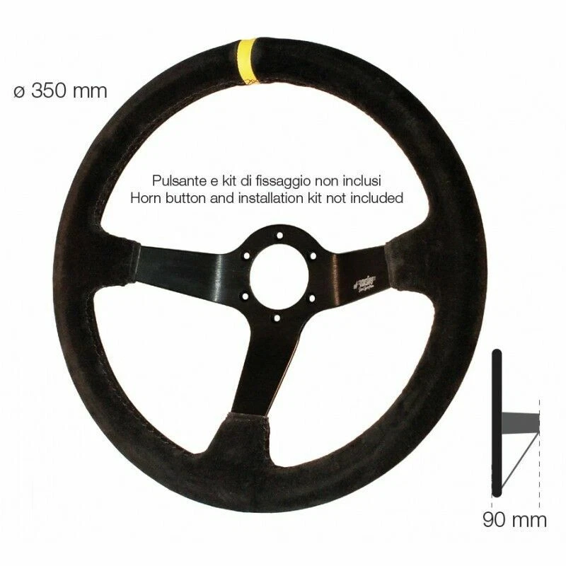 Volante da Competizione Simoni Racing Carrera camoscio Nero 3 razze 350mm