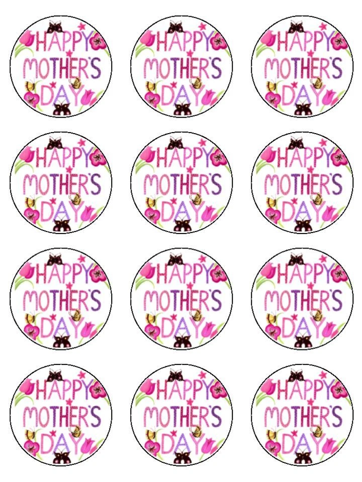 12 tapas comestibles para pasteles de papel de arroz premium precortado día de la madre (1) 2" Foto 1 de 1