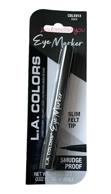 LA COLORS BLACK EYE MARKER SLIM FELT TIP SMUDGE PROOF LIQUID EYELINER CBLE913 - Image 1 of 2