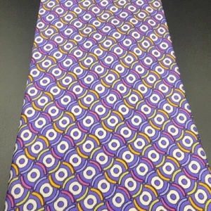 Robert Talbott Necktie Purple Geometric Circles Silk Designer Men's Tie - Picture 1 of 7