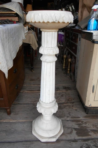 ANTIQUE CARVED WHITE MARBLE PEDESTAL ON A REEDED COLUMN Cover