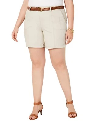 Shorts Style Co Feminino Tamanho 24W Bege Pedra Parede Cinto Carga Cintura Média Plus - Imagem 1 de 4