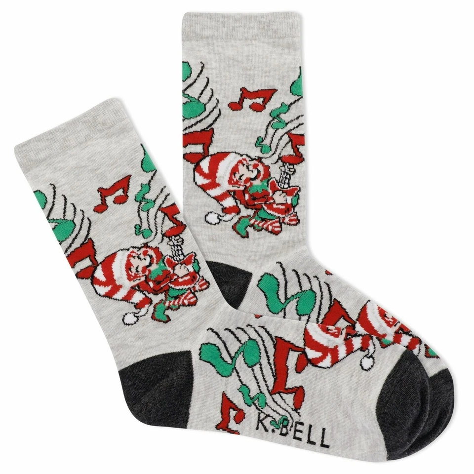 Calcetines Rockin' Elf Carols Mujer Talla 9-11 Gris K Bell Vacaciones Moda Nuevos* Foto 1 de 1