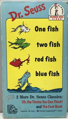 Dr. Seuss One Fish Two Red Blue VHS Think Foot Book Video Tape VTG Kids Family - Image 1 of 4