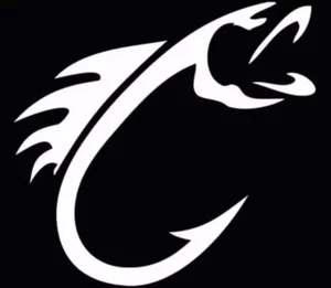 Fish Hook White Vinyl Decal Sticker - Bild 1 von 1