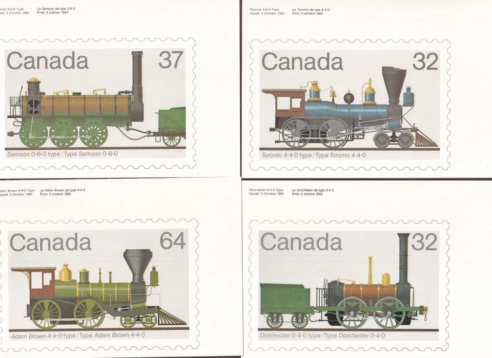 Canada 1983 Locomotives, mint thematic postcard set of 4 sc#5 (#999-1002) - Image 1 of 1