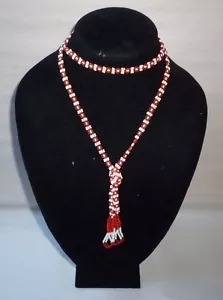 Intricate Red & White Miniature Glass Beaded Fashion Necklace- FN0240 - Picture 1 of 3