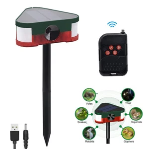 360° Solar Bewegungsmelder Alarm Melder 3x129db Sirene Stroboskop Licht mit Fernbedienung - Bild 1 von 16