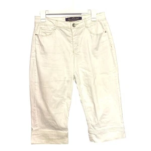 Gloria Vanderbilt Perfect Fit White Cuffed Capri Jeans Size 12P - Picture 1 of 10