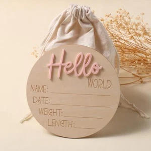 Baby Announcement Signs Baby Milestone Cards Wooden Newborn Photography Props... - Picture 1 of 7
