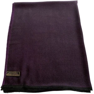 CJ Apparel Scialle Frangia Nepalese Tinta Unita Viola e Nero Secondi Pashmina NUOVO - Foto 1 di 7